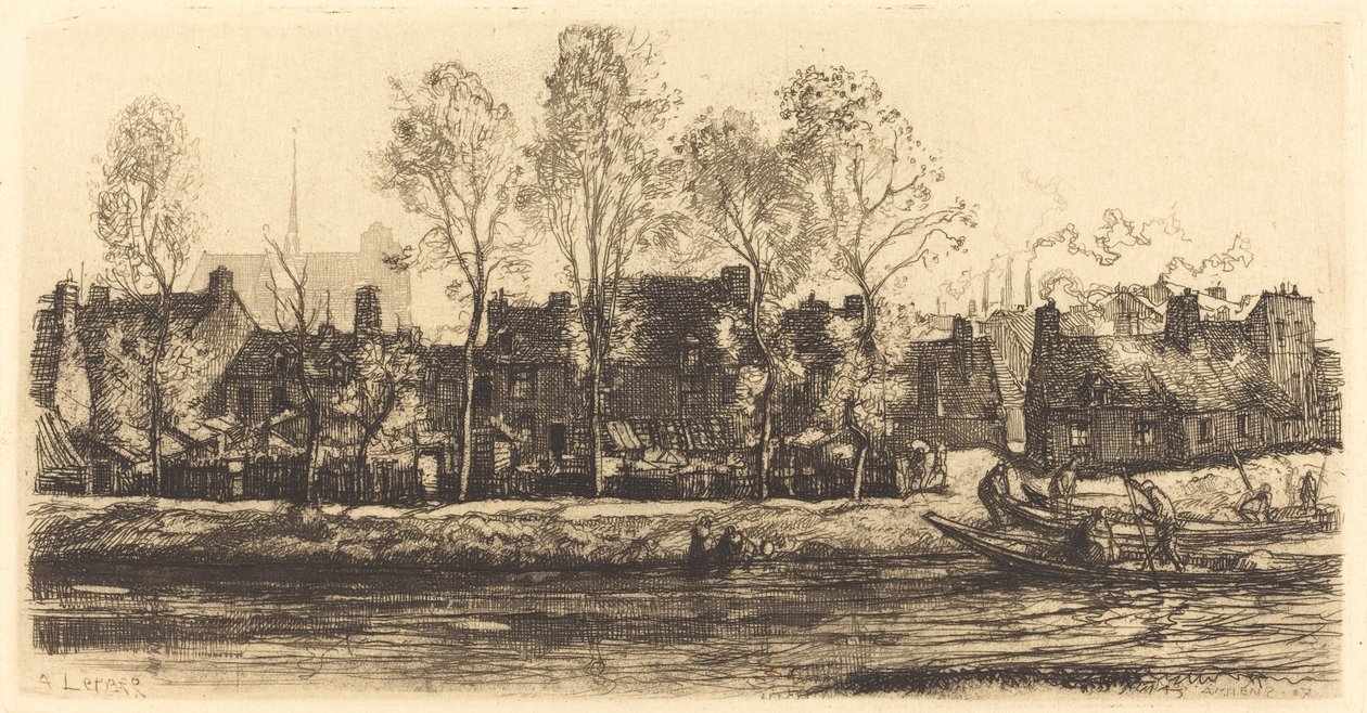 Ufer der Somme bei Amiens Bords de la Somme à Amiens, 1907 von Auguste Lepere