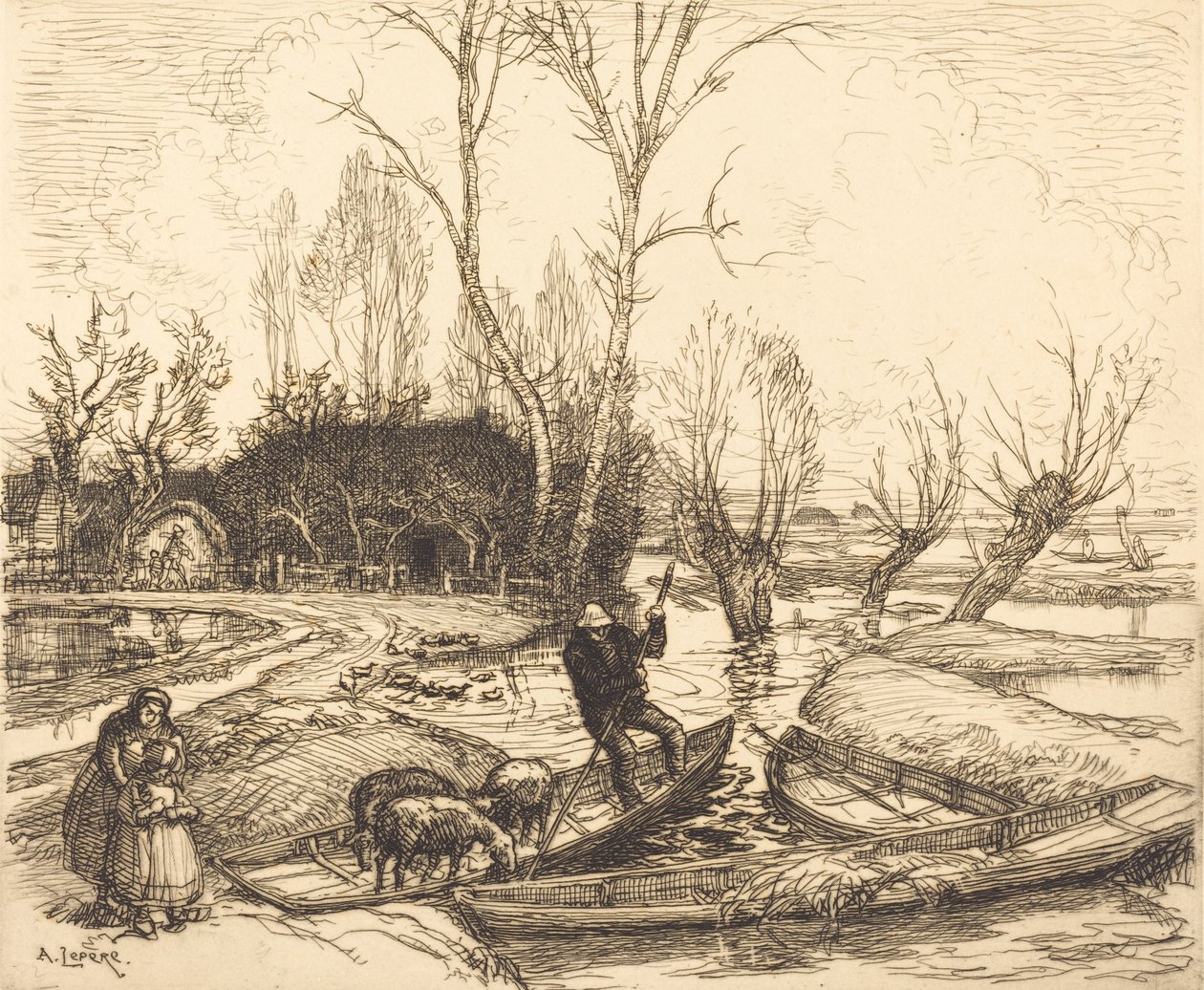 Im überfluteten Sumpf - Der Hirte Au marais inondé - Le berger, 1911 von Auguste Lepere