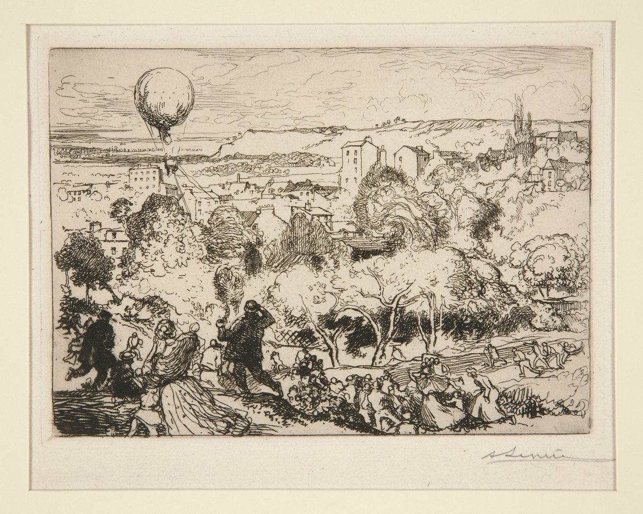 Der fallende Ballon in Pre-Saint-Gervais von Auguste Lepere