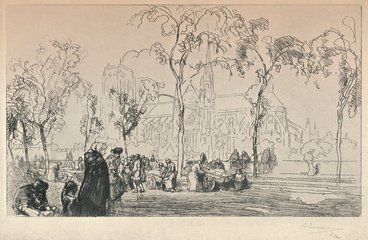Notre Dame vom Quai Montebello aus gesehen von Auguste Louis Lepère