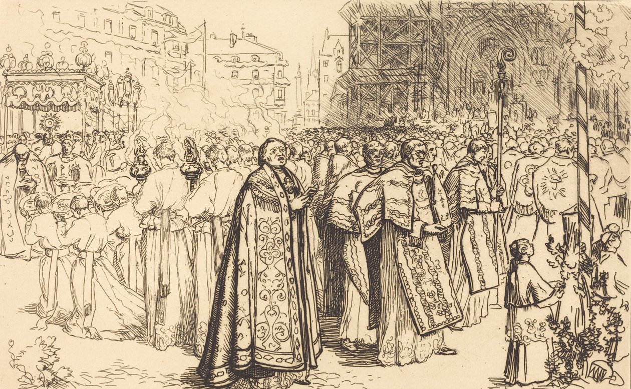 Rückkehr der Prozession zur Kathedrale von Nantes, 190 von Auguste Lepere