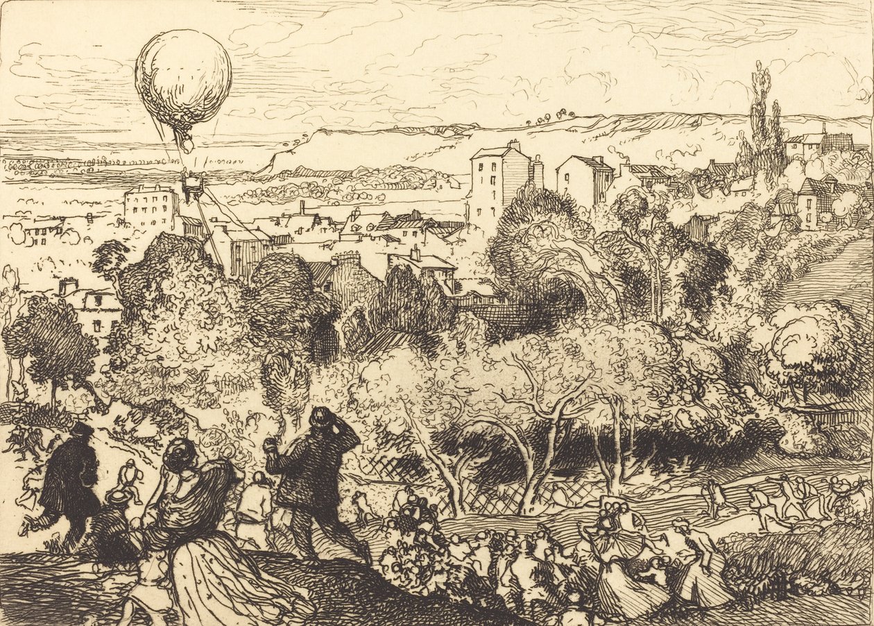 Der fallende Ballon, in Pré-Saint-Gervais, 1910 von Auguste Lepere