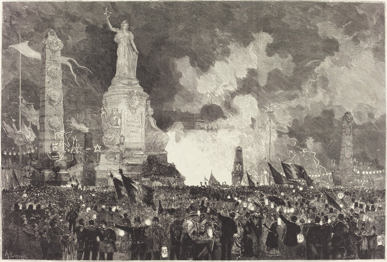 14. Juli. Beleuchtung des Place de la République von Auguste Lepère after Henri Louis Scott