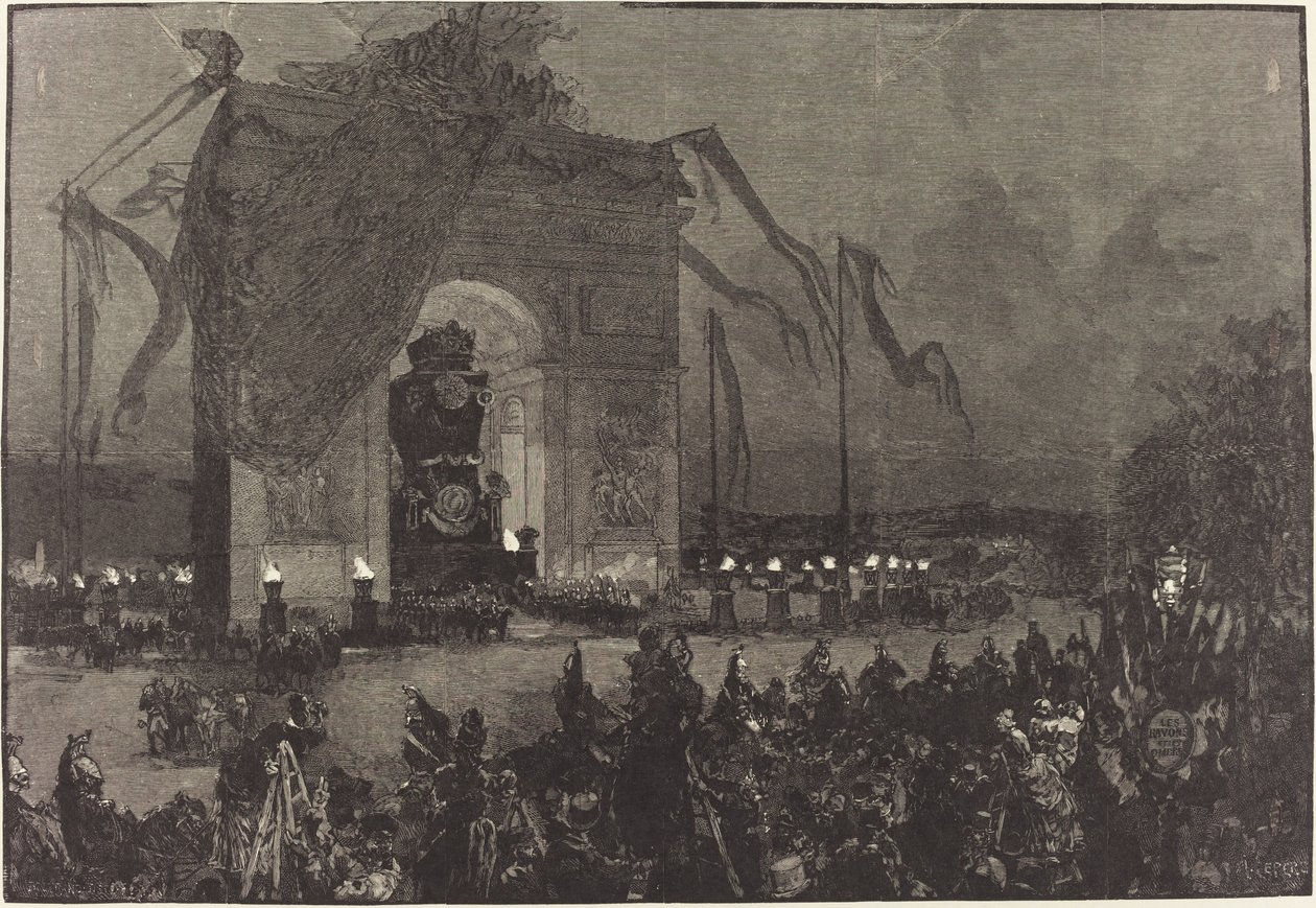 Beerdigung von Victor Hugo. Die Totenwache von Auguste Lepère after Henri Louis Scott