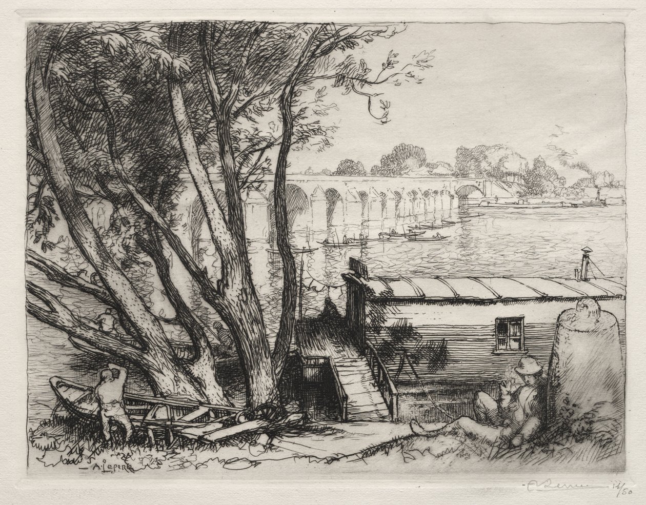 Die Brücke von Poissy von Auguste Louis Lepère