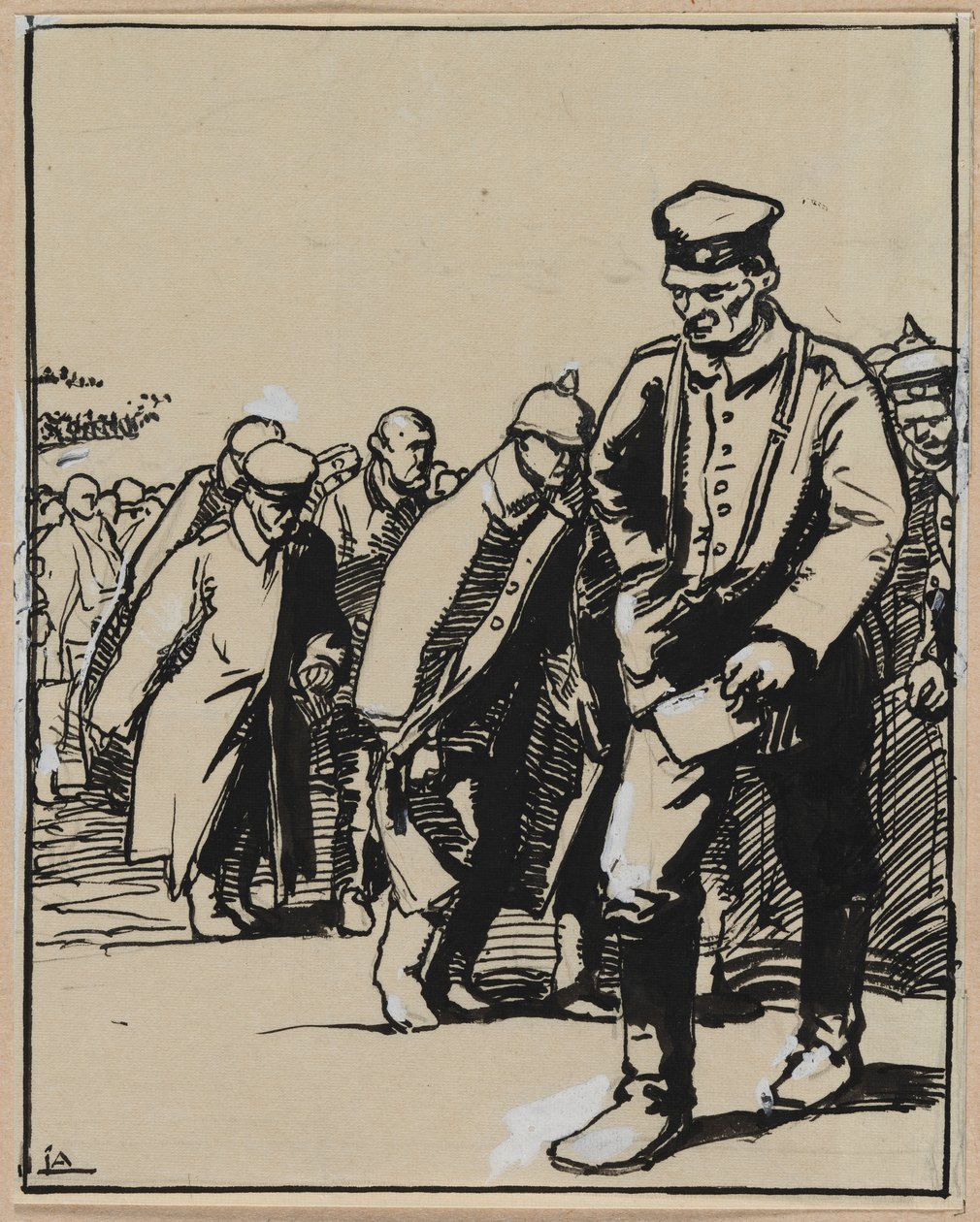 Marsch einer Gruppe deutscher Gefangener von Auguste Louis Lepère
