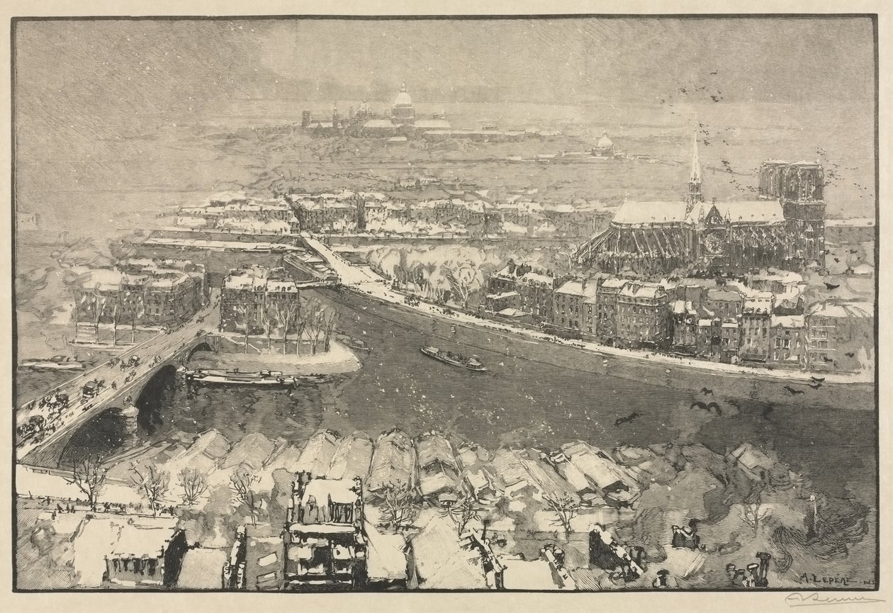 Paris im Schnee von Auguste Louis Lepère