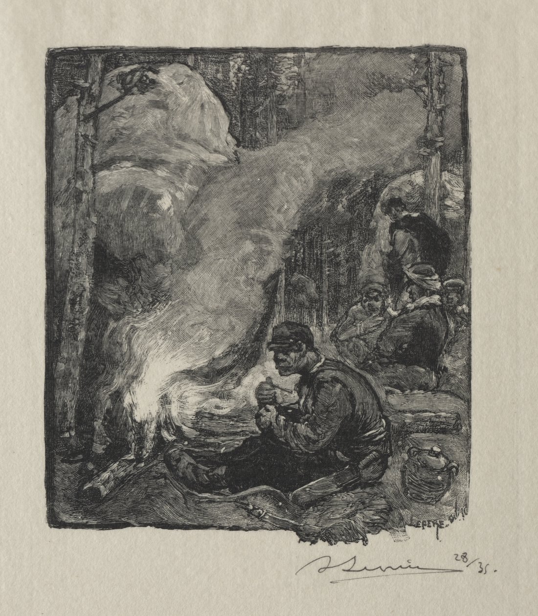 Mahlzeit der Holzfäller von Auguste Louis Lepère