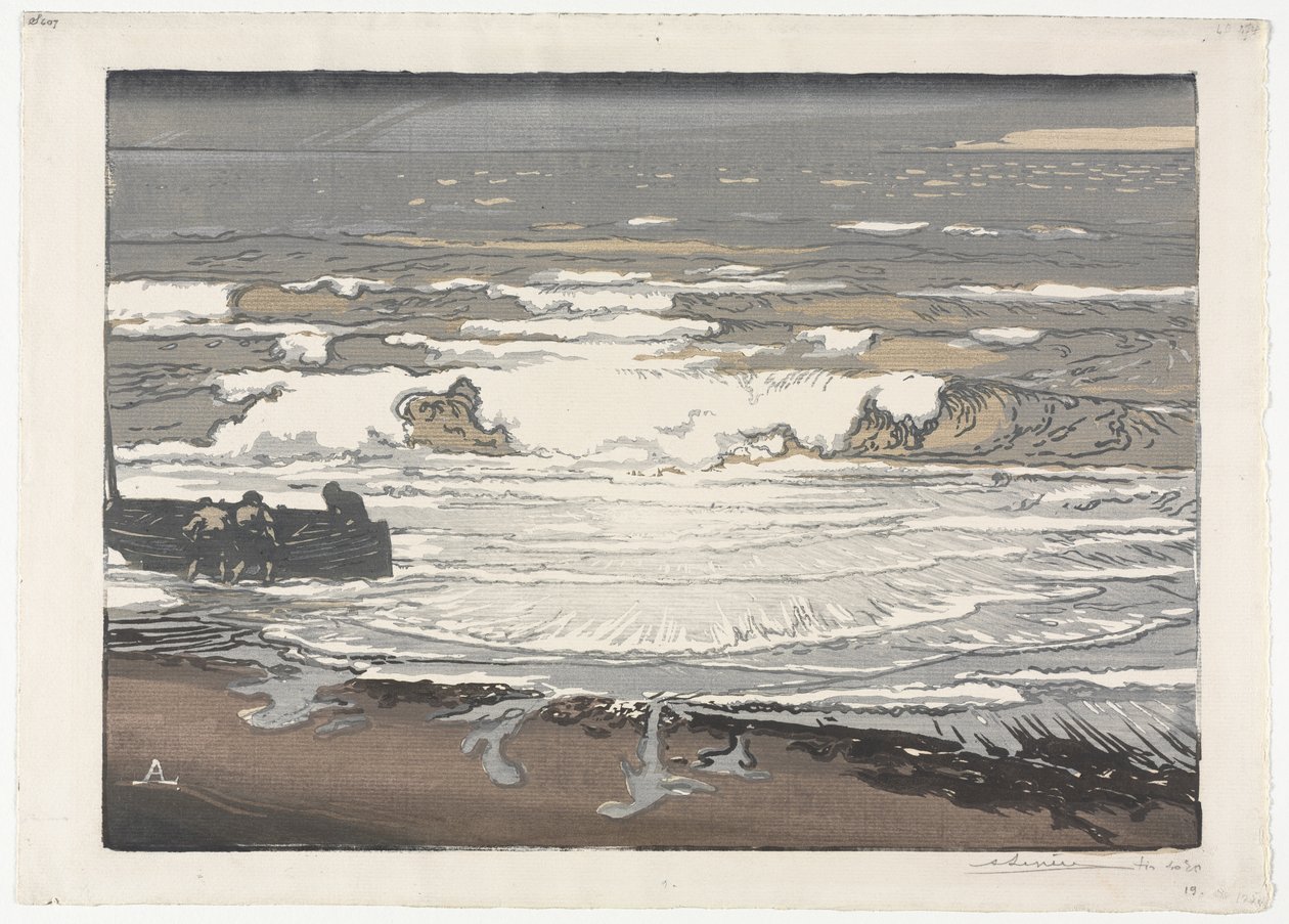 Die brechenden Wellen, Flut von September 1901 von Auguste Louis Lepère