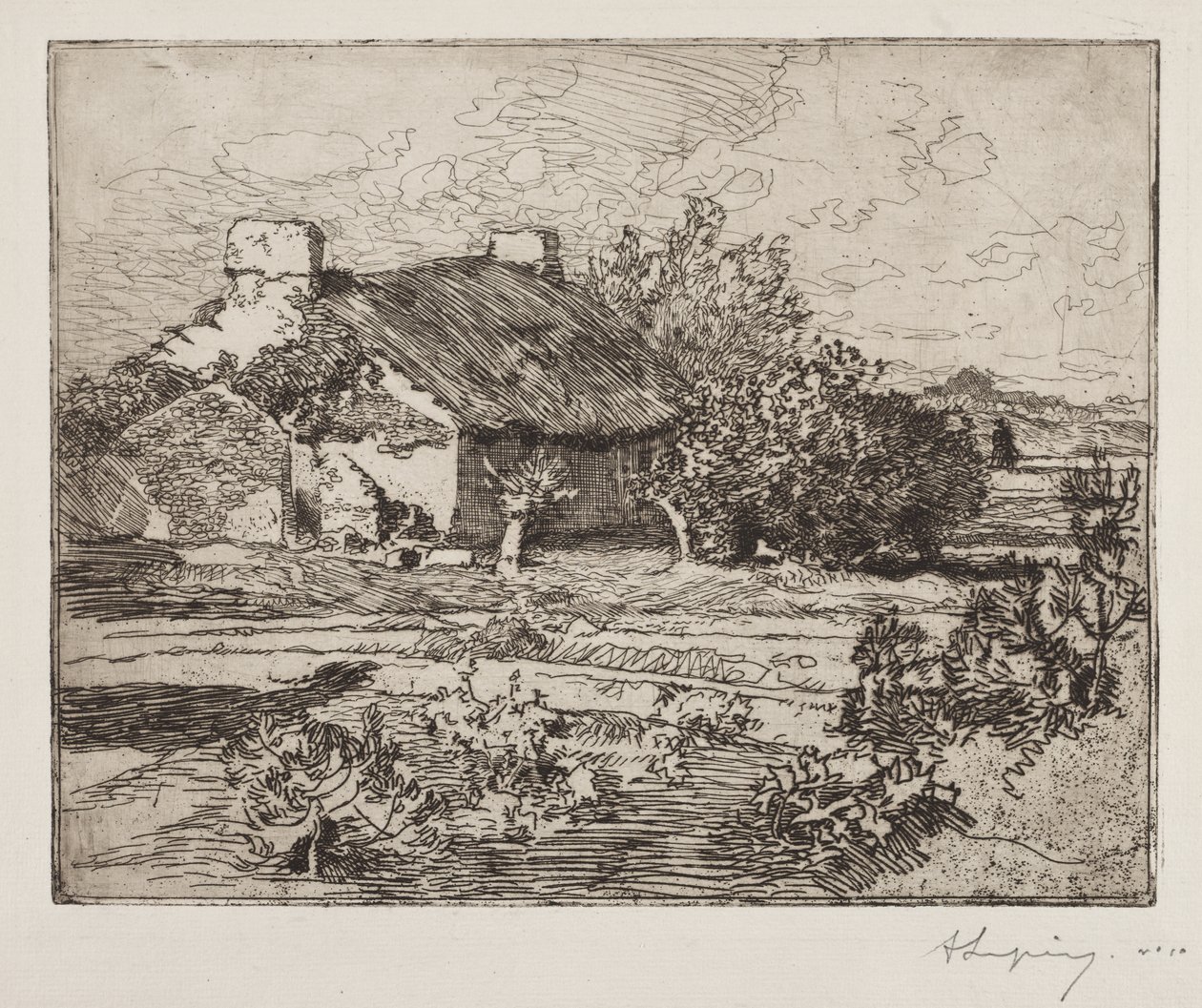 Vielle Bourrine, Haus des Marais, Vendée von Auguste Louis Lepère