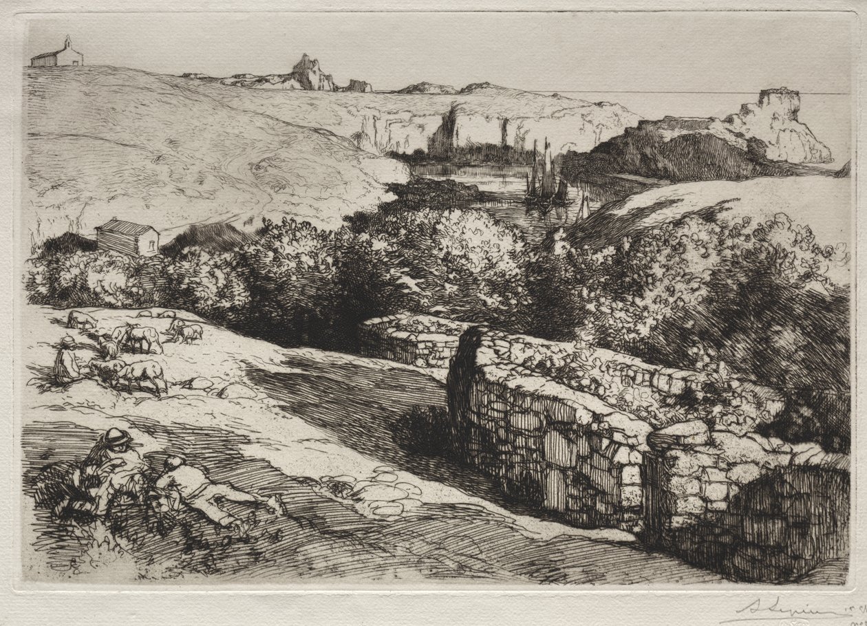 Blick auf den Hafen von La Meule von Auguste Louis Lepère