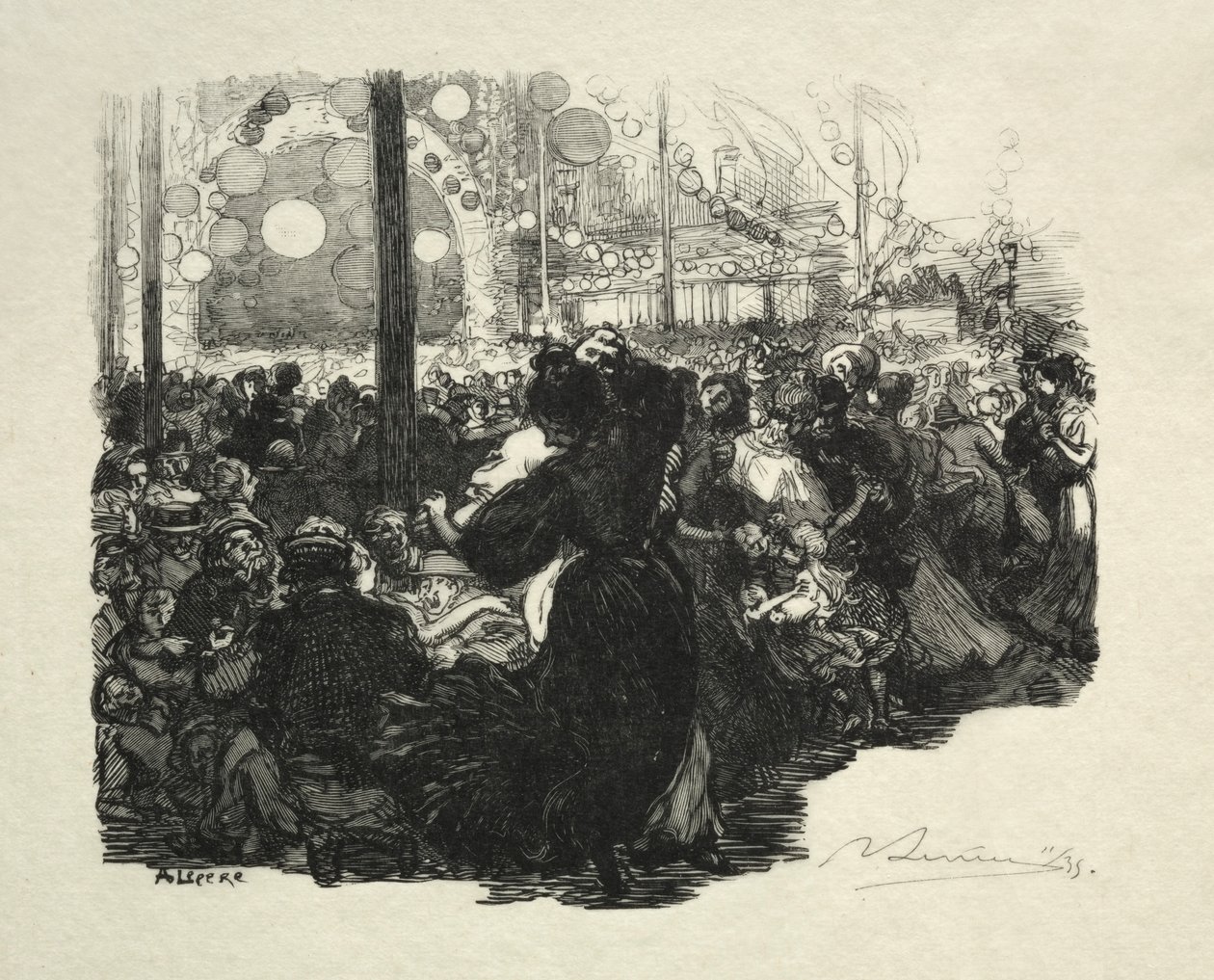 14. Juli, Rue de Belleville, 10 Uhr von Auguste Louis Lepère