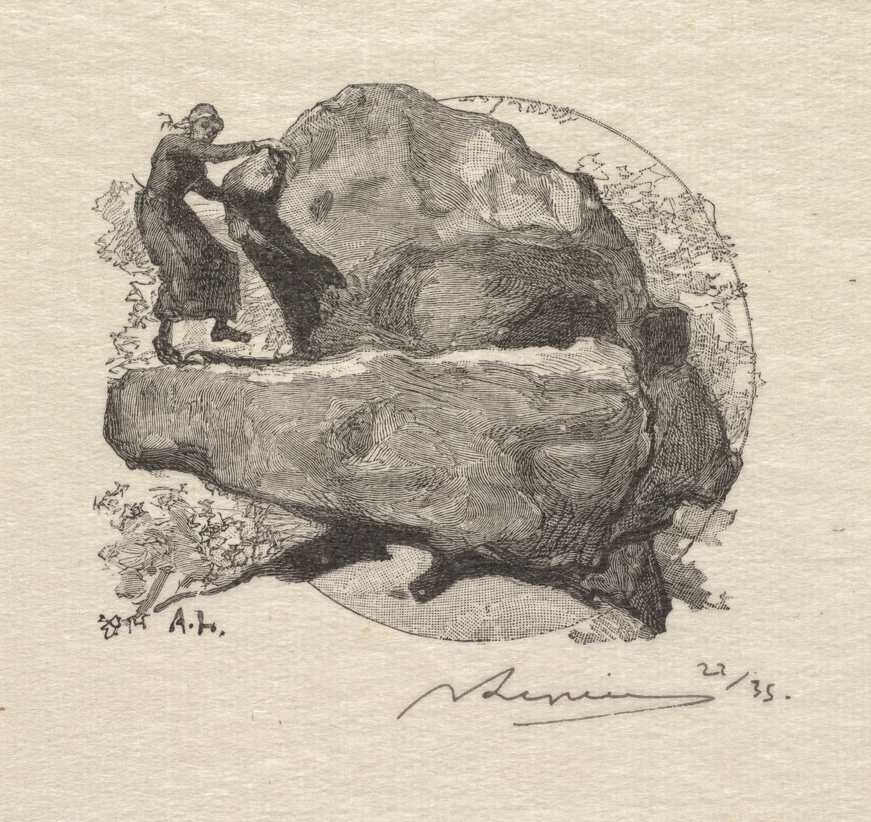 Wald von Fontainebleau: Der zitternde Fels La Forêt de Fontainebleau: La roche qui tremble, 1890 von Auguste Louis Lepère