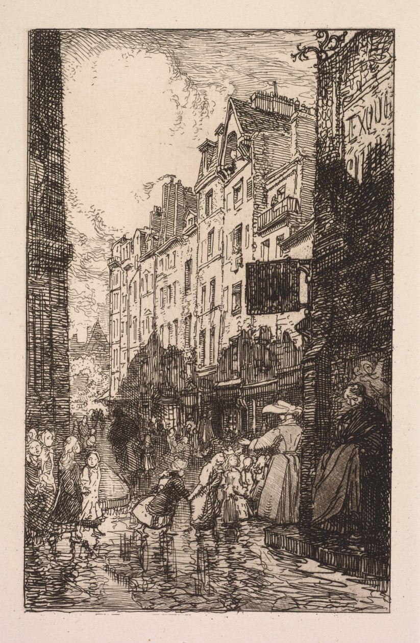 La Bièvre, Les Gobelins, Saint-Séverin: Das Viertel Saint-Séverin: Die Rue des Prêtres Saint-Séverin von Auguste Louis Lepère