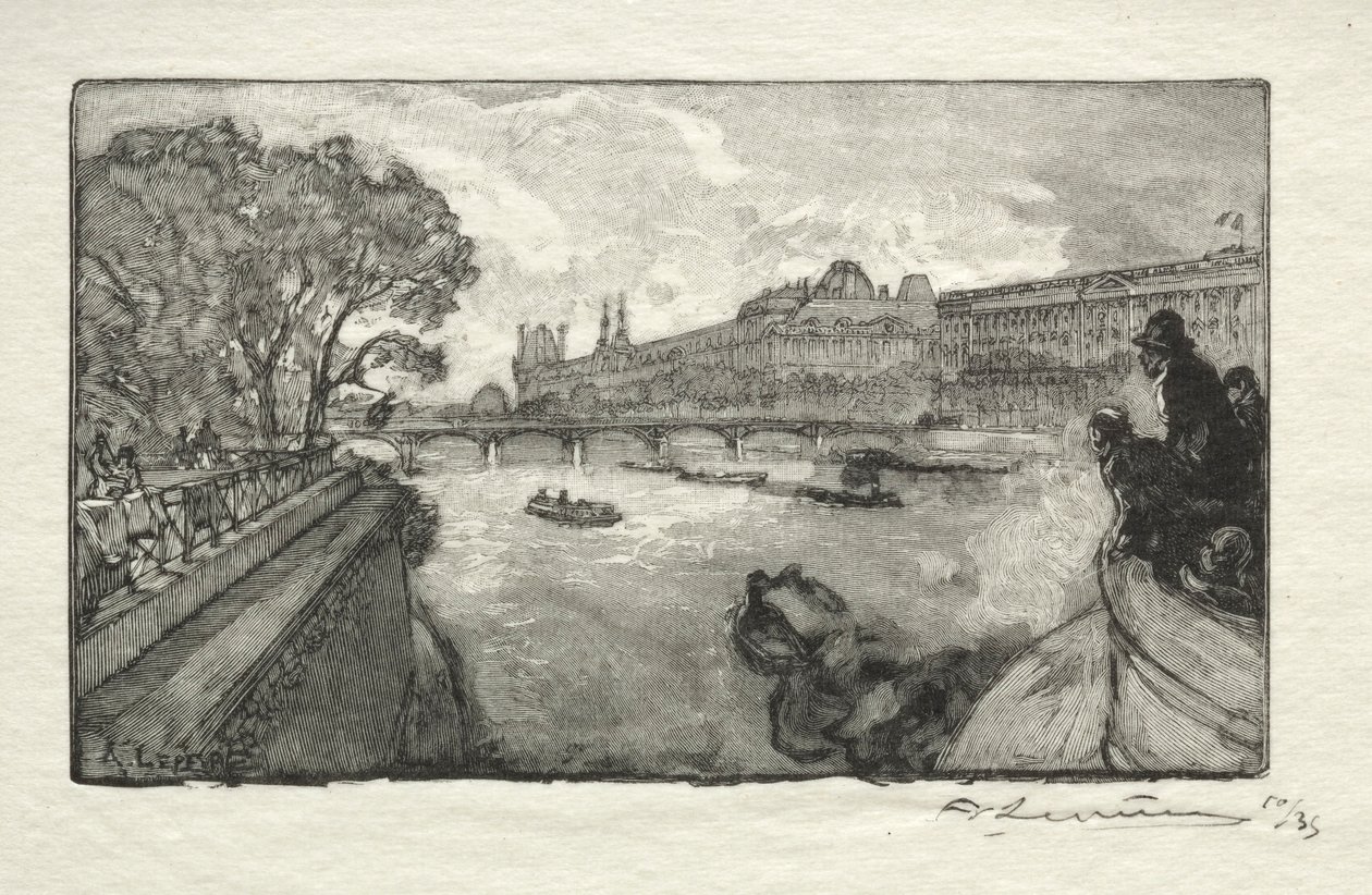 Der Louvre, gesehen von der Pont Neuf, 1890 von Auguste Louis Lepère