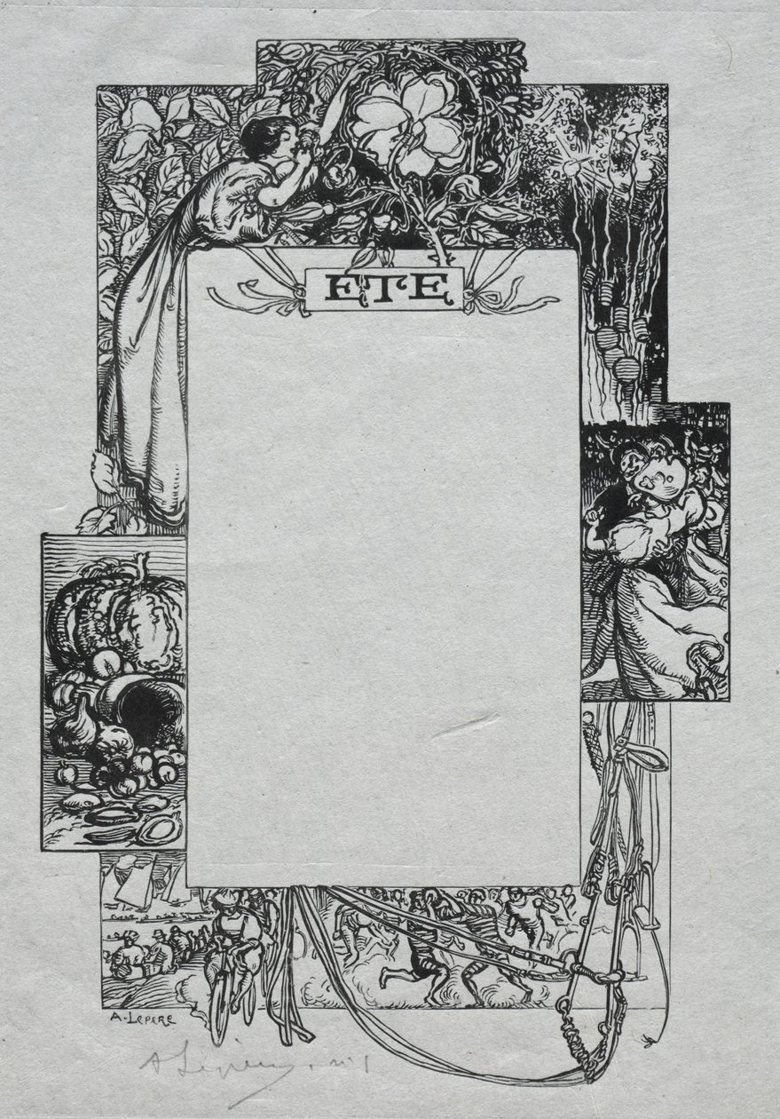 Paris Almanach, 1897: Dekorativer Rand, Sommer, 1897 von Auguste Louis Lepère