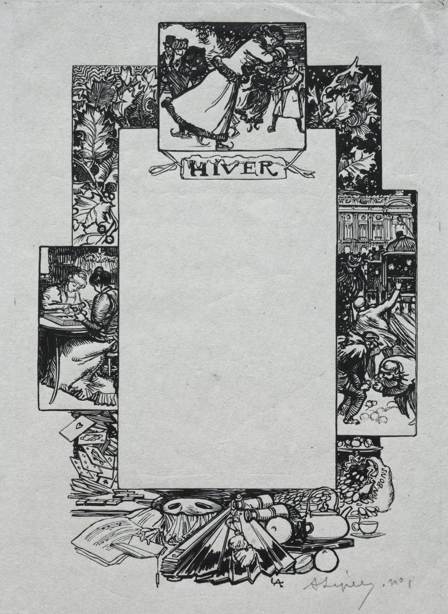 Pariser Almanach, 1897: Dekorativer Rand, Winter von Auguste Louis Lepère