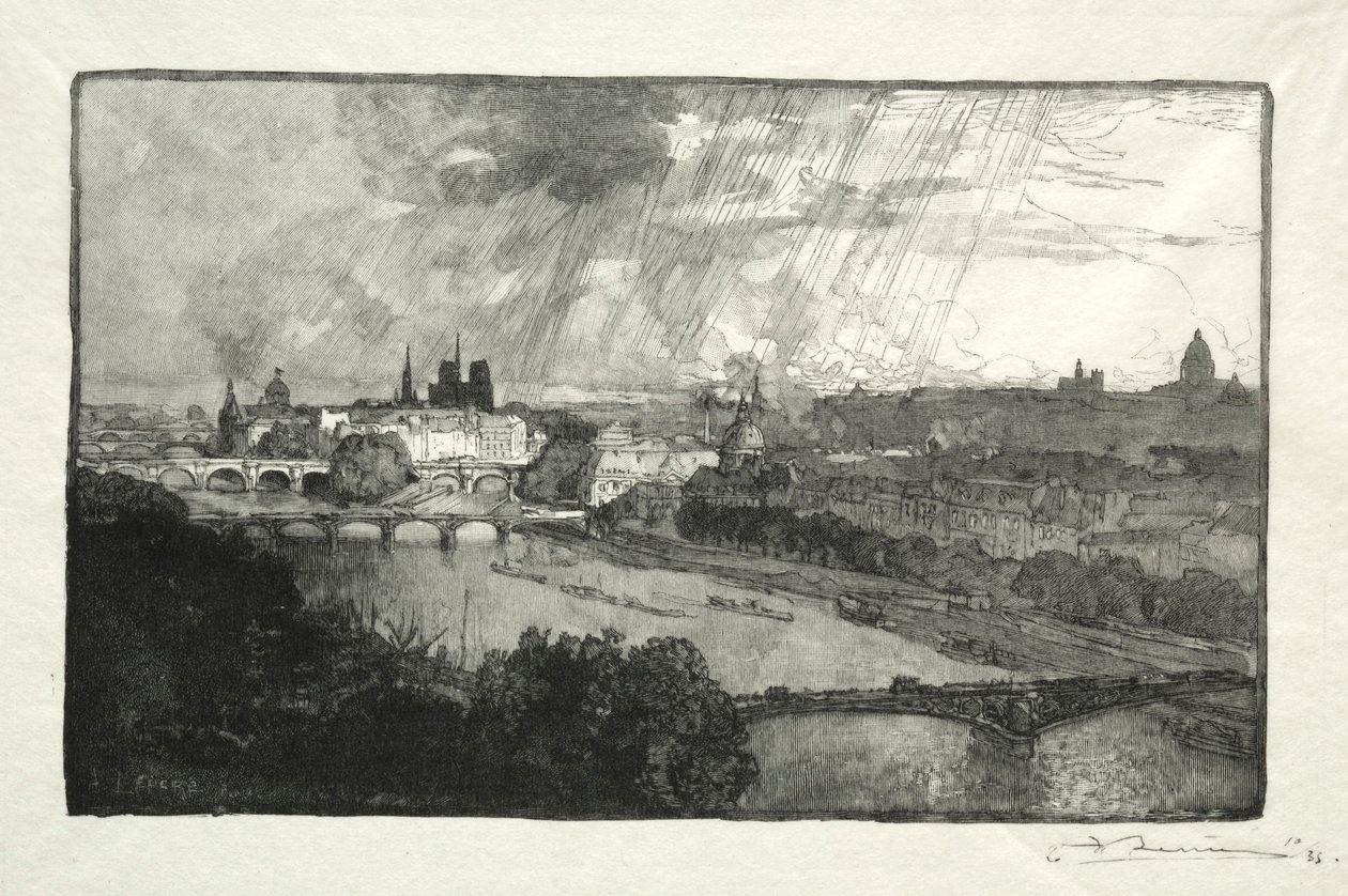 Paris, gesehen vom Pavillon de Flore, 1890 von Auguste Louis Lepère