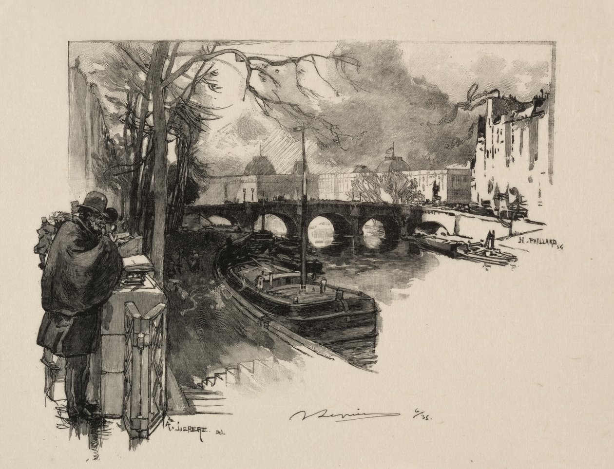 Kleiner Arm der Seine an der Pont Neuf von Auguste Louis Lepère