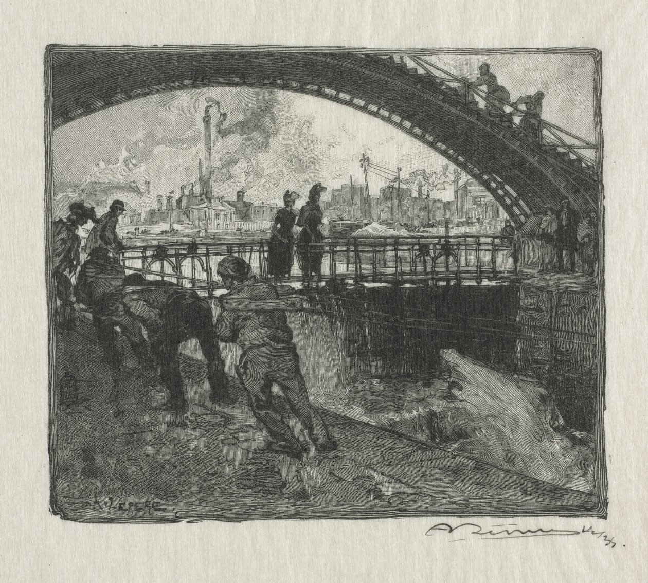 Die Schleuse des St. Martin Kanals von Auguste Louis Lepère