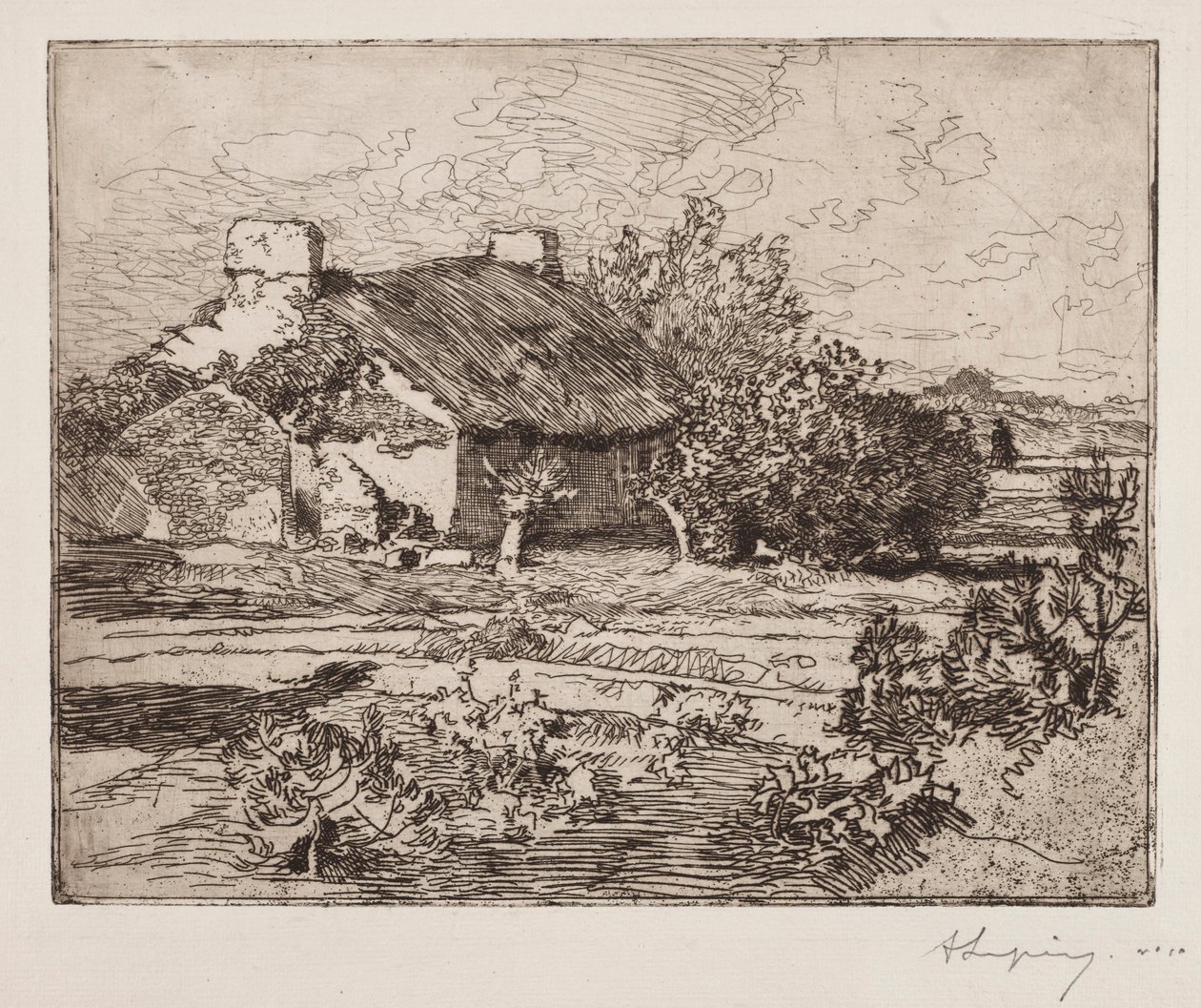 Vielle Bourrine, Maison du Marais, Vendée, 1892 von Auguste Louis Lepère