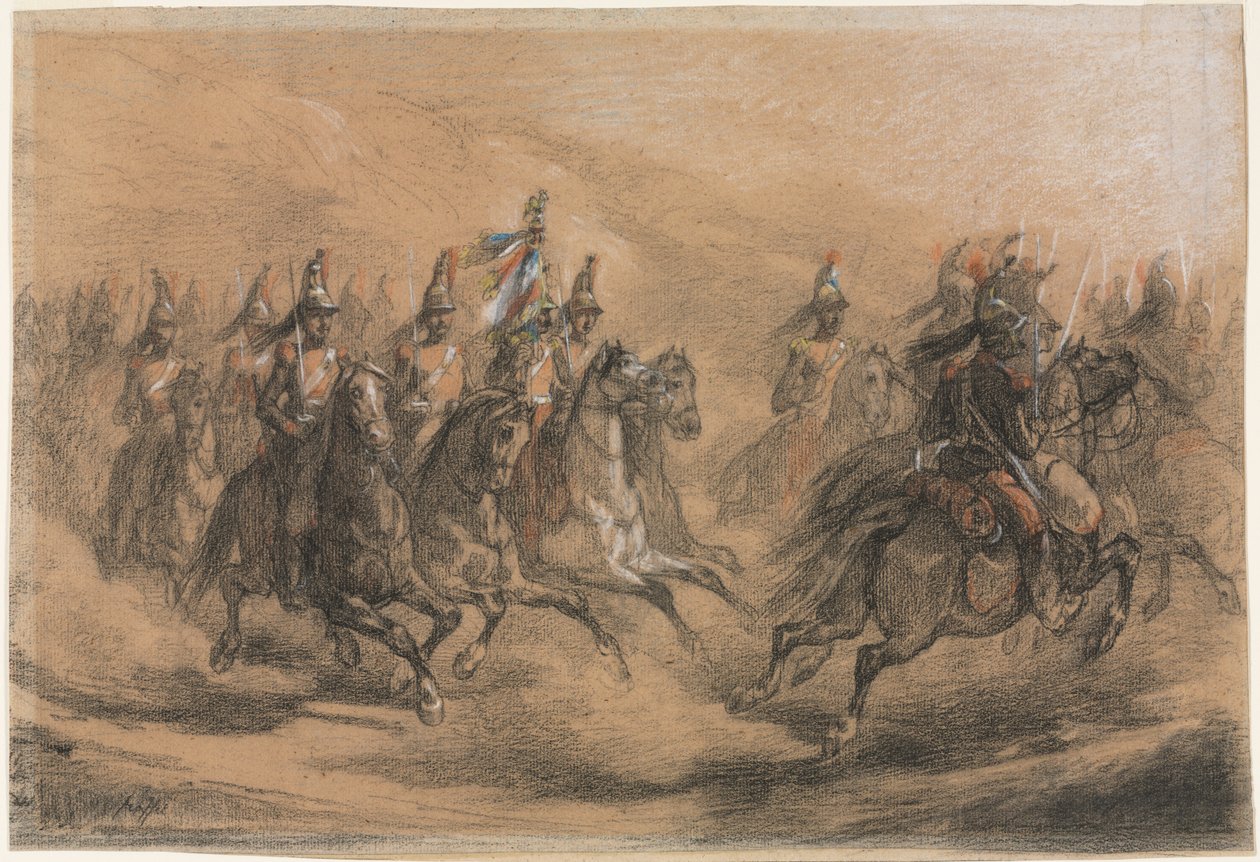 Kavallerieangriff, ca. 1840 von Auguste Raffet