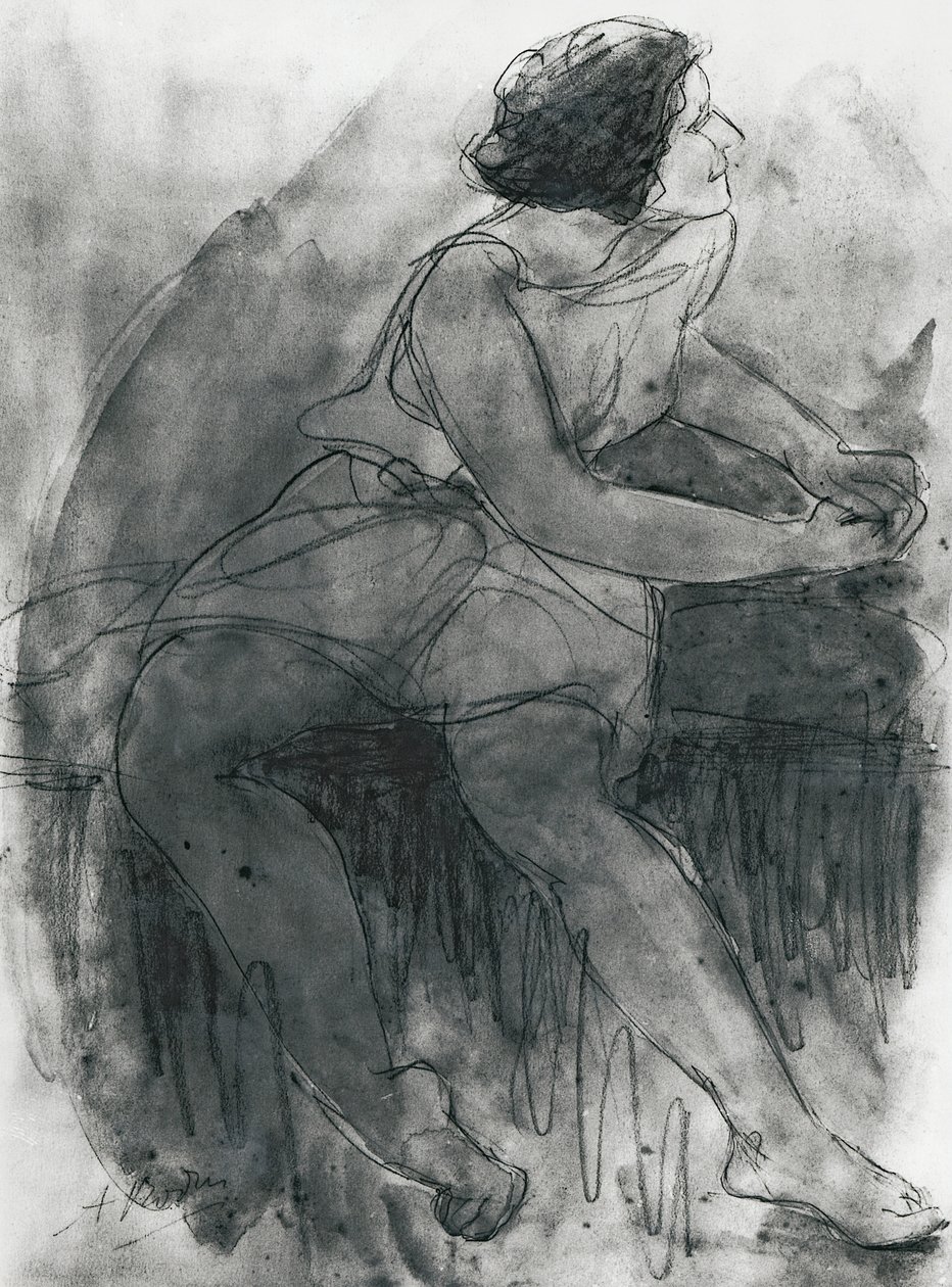 Isadora Duncan (1878-1927) (Bleistift und Waschung auf Papier) von Auguste Rodin