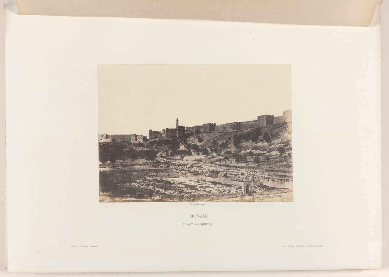 Becken von Birket-es-Soultan außerhalb der alten Stadtmauer von Jerusalem von Auguste Salzmann