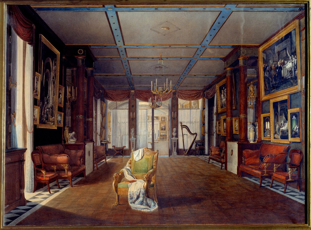 Der Musiksaal im Schloss Malmaison im Jahr 1812 von Auguste Simon Garneray