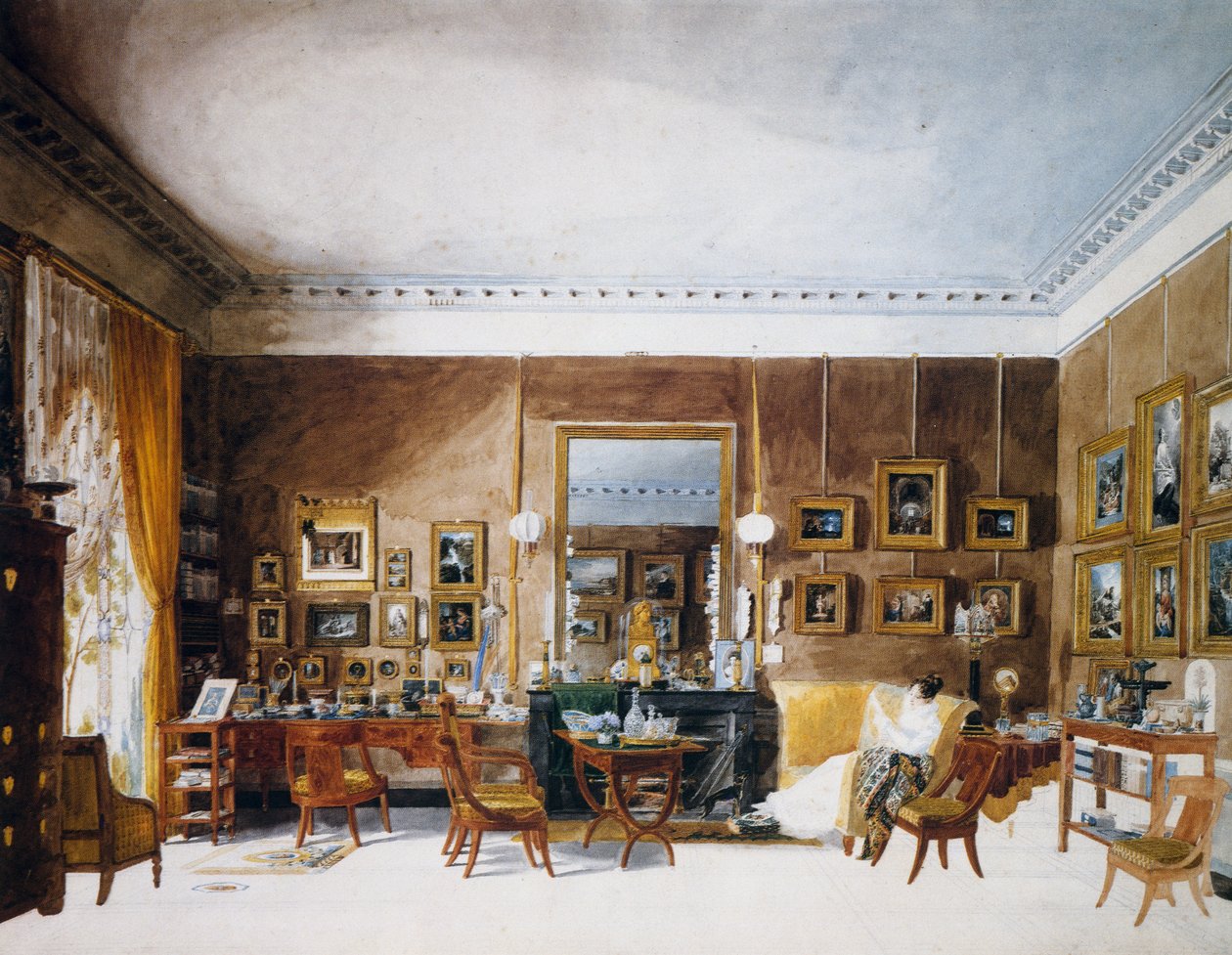 Wohnzimmer der Herzogin von Berry in den Tuilerien, Aquarell von Garnerey Auguste (1785-1824), Frankreich von Auguste Simon Garneray