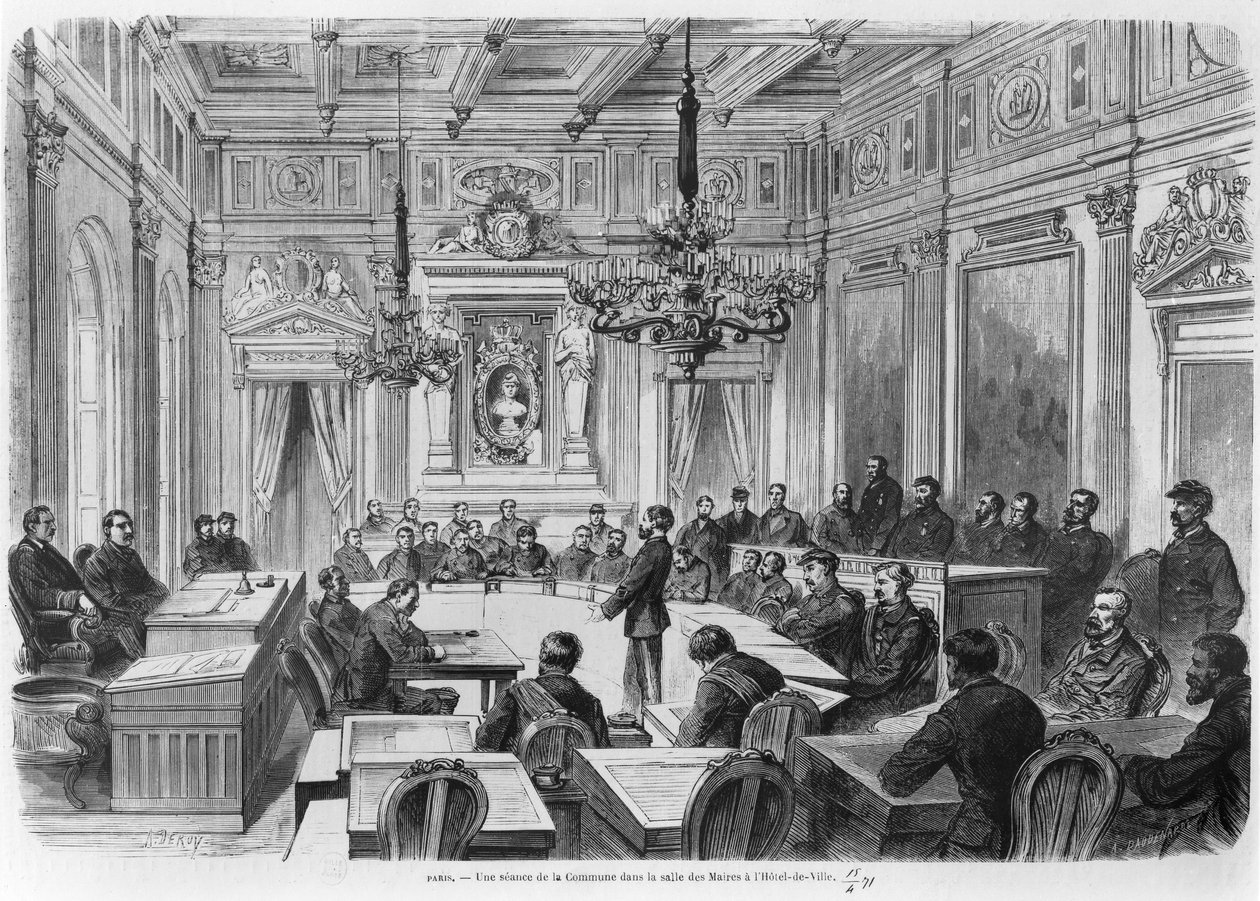 Mitglieder der Kommune in Sitzung im Hôtel de Ville, Salle des Maires, Paris, 1871 von Auguste Victor Deroy