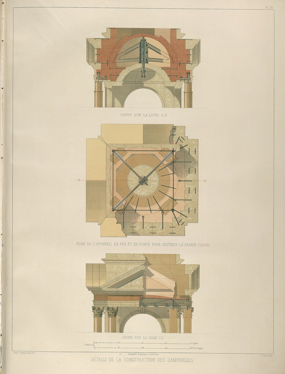 Glockenturm (Detail) aus: Der Bau der Isaakskathedrale, 1845 von Auguste de Montferrand