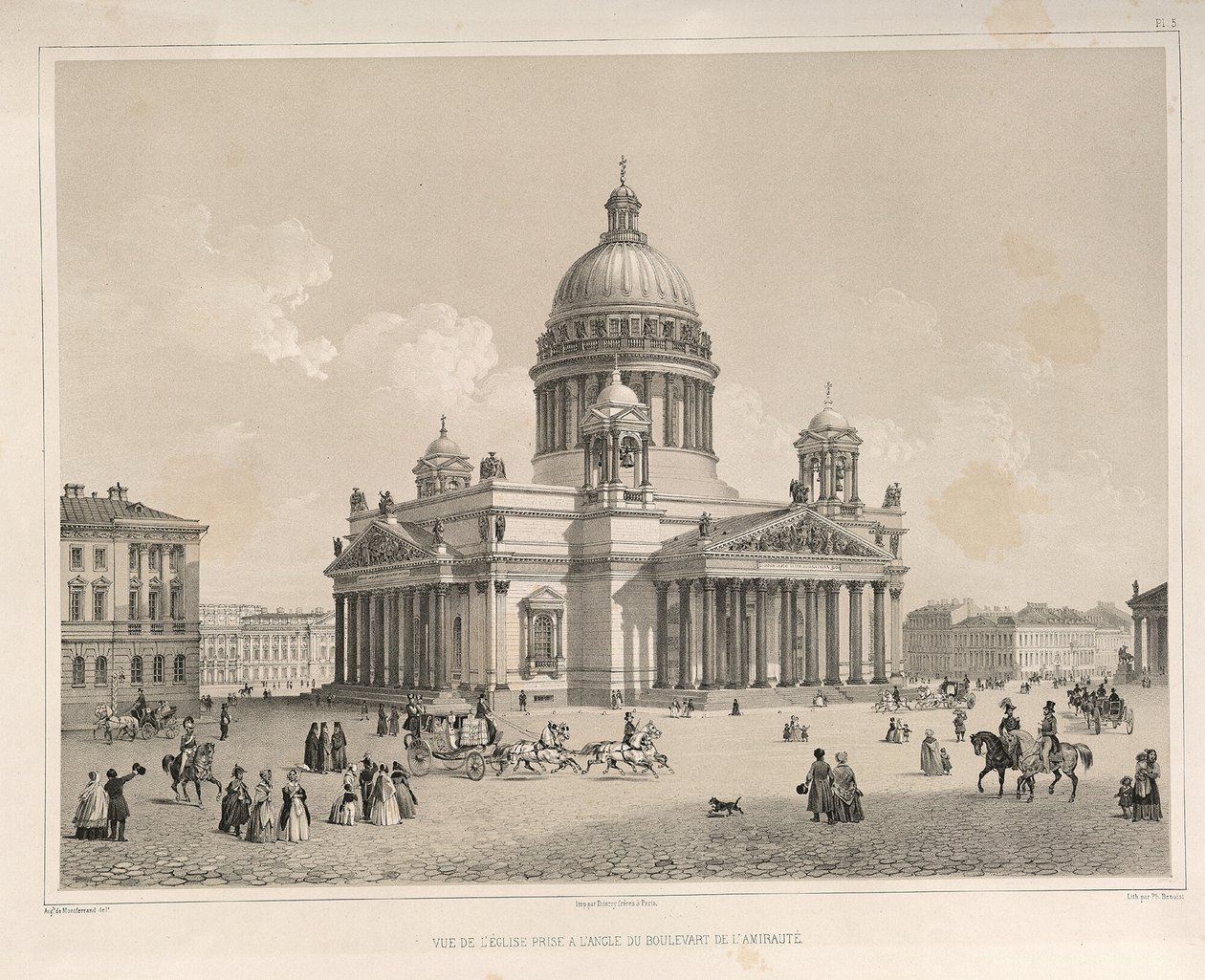 Die Isaakskathedrale vom Admiralteysky Prospekt aus gesehen Aus: Der Bau der Isaakskathedrale, 1845 von Auguste de Montferrand