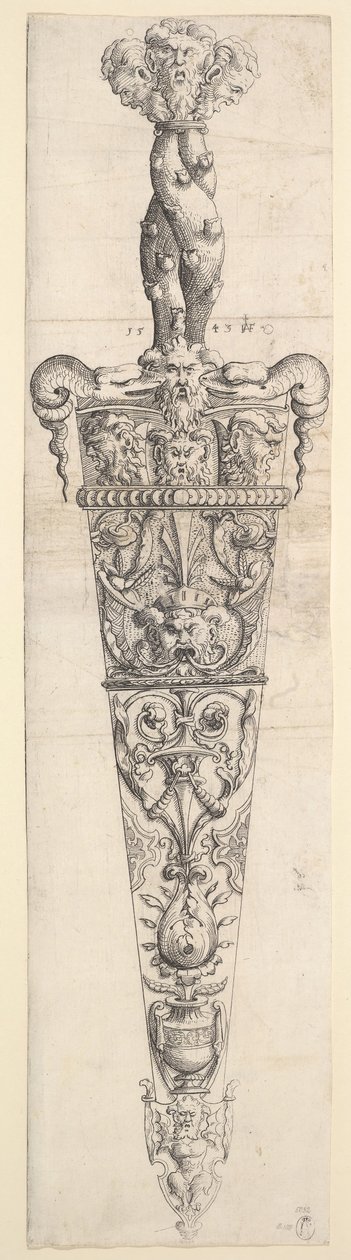 Entwurf für einen Dolch und eine Scheide, 1543 von Augustin Hirschvogel