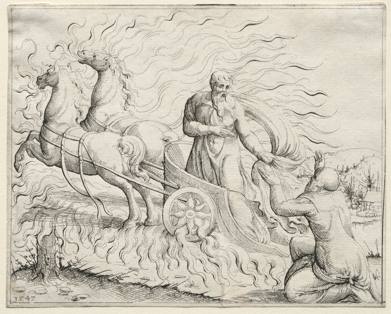 Elija fährt in den Himmel auf von Augustin Hirschvogel