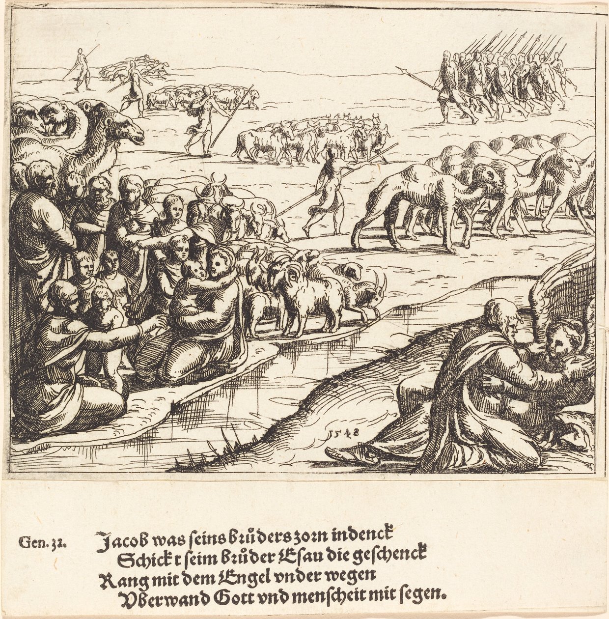 Jakob kämpft mit dem Engel von Augustin Hirschvogel