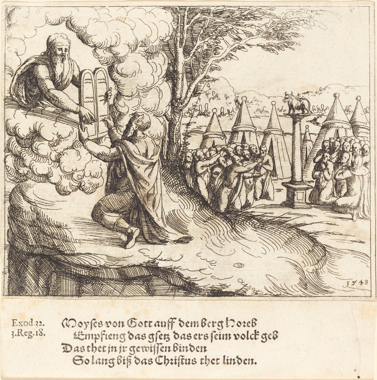 Moses empfängt die Tafeln, 1548 von Augustin Hirschvogel
