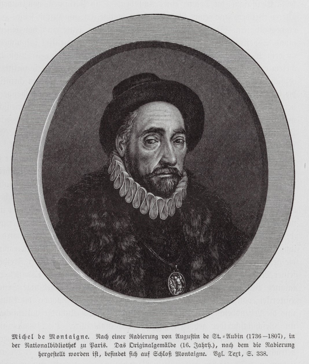 Michel de Montaigne, französischer Philosoph von Augustin de (after) Saint-Aubin