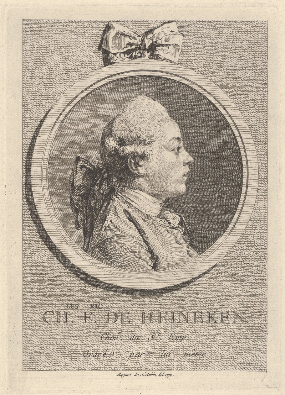 Porträt von Charles-Frédéric de Heinecken von Augustin de Saint-Aubin