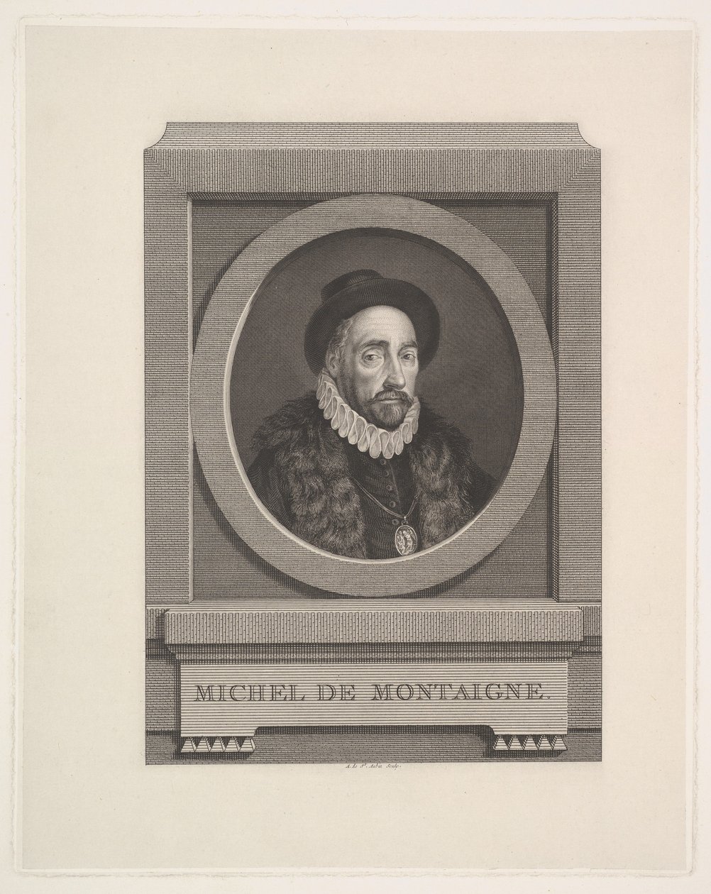 Porträt von Michel de Montaigne von Augustin de Saint-Aubin