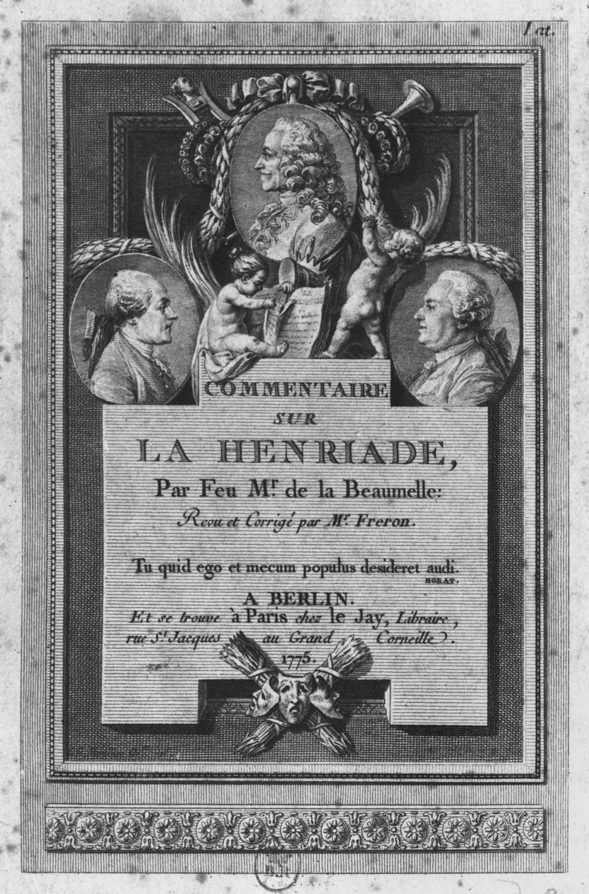 Frontispiz des Kommentars von de la Beaumelle zu 