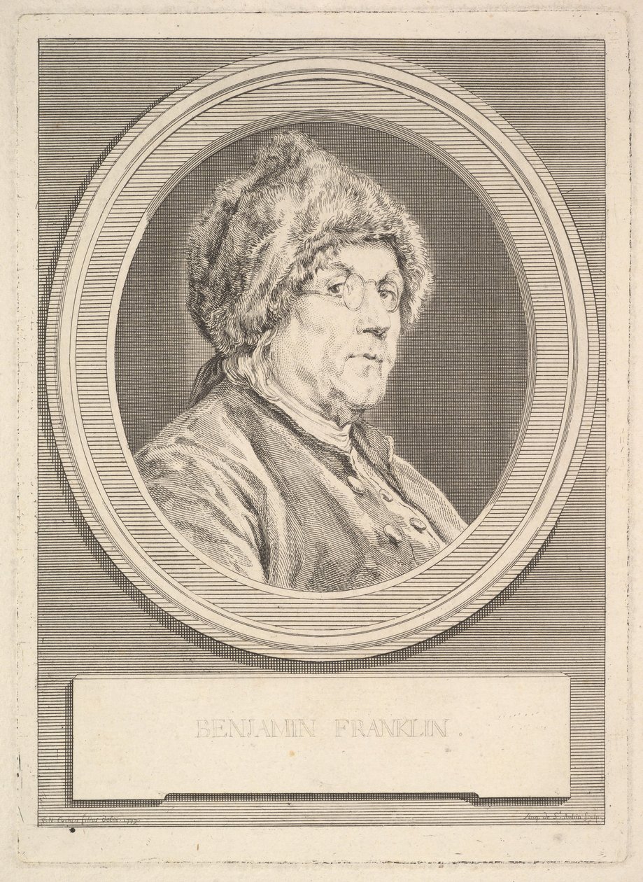 Porträt von Benjamin Franklin, 1777 von Augustin de Saint Aubin