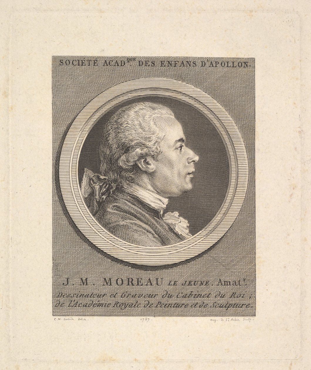 Porträt von Jean-Michel Moreau von Augustin de Saint Aubin