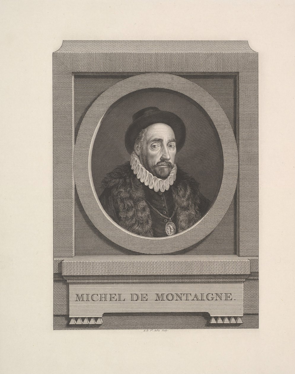 Porträt von Michel de Montaigne, 1774 von Augustin de Saint Aubin