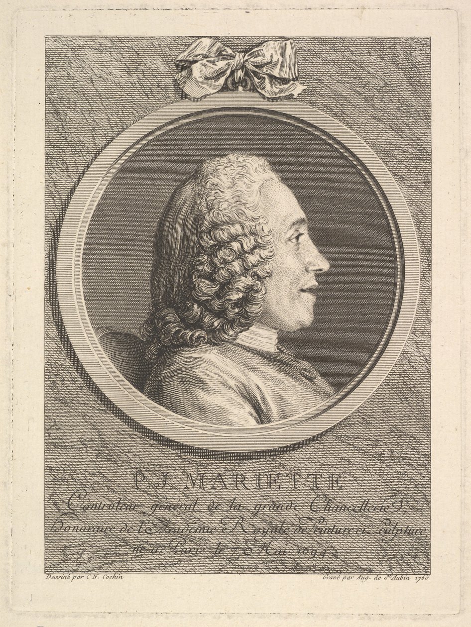 Porträt von Pierre-Jean Mariette von Augustin de Saint Aubin