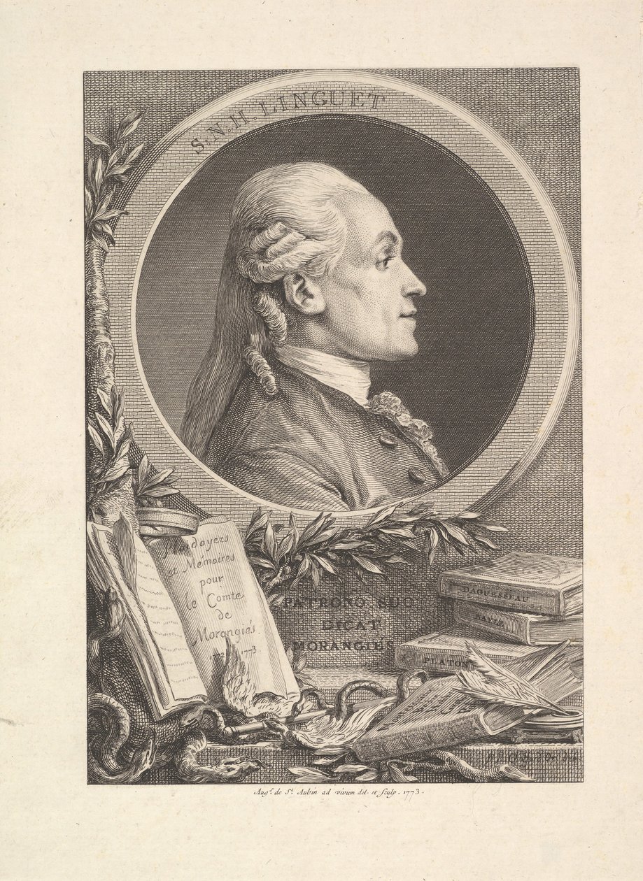 Porträt von Simon-Nicolas-Henri Linguet, 1773 von Augustin de Saint Aubin