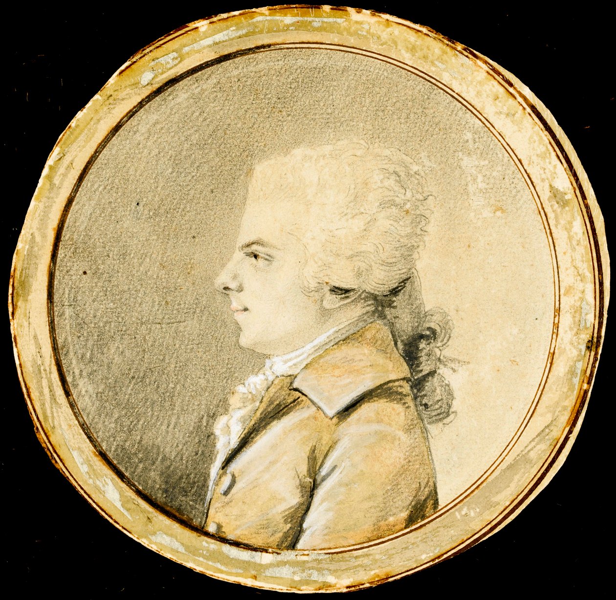 Wolfgang Amadeus Mozart - Augustin de Saint-Aubin (1736-1807). Rötel, schwarze Kreide und weiße Farbe auf Papier, ca. 1778. Privatbesitz von Augustin de Saint Aubin