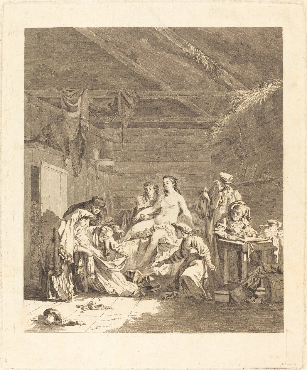 Das Erwachen der russischen Braut von Augustin de Saint Aubin after Jean Baptiste Le Prince