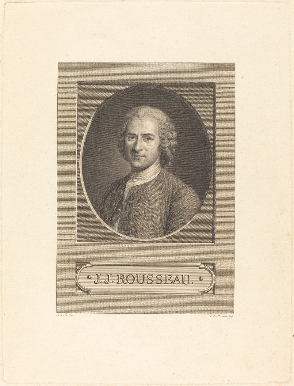 Frontispiz: J.J. Rousseau von Augustin de Saint Aubin after Maurice Quentin