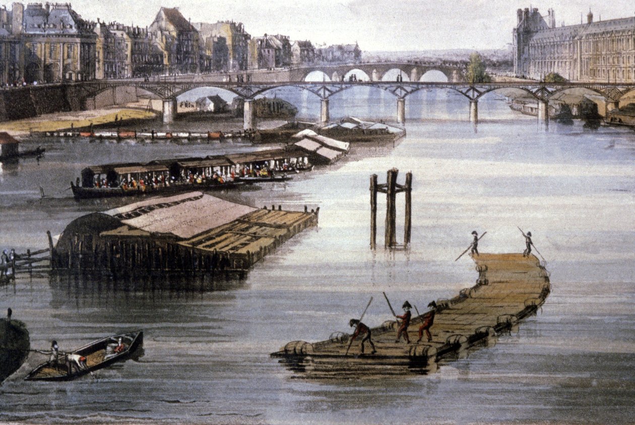 Gütertransport in Paris, ca. 1810 von Augustus Charles (after) Pugin